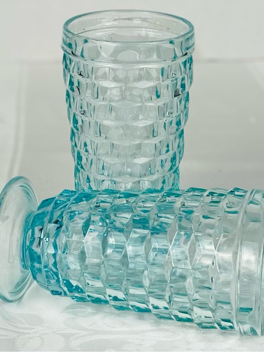 Set of 2 Vintage Colony Whitehall Aqua Green 6” Iced Tea Glasses